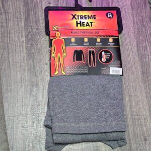 2 Lot Xtreme Heat Mens Thermal Set Insulated Shirt & Long Johns, Gray Medium